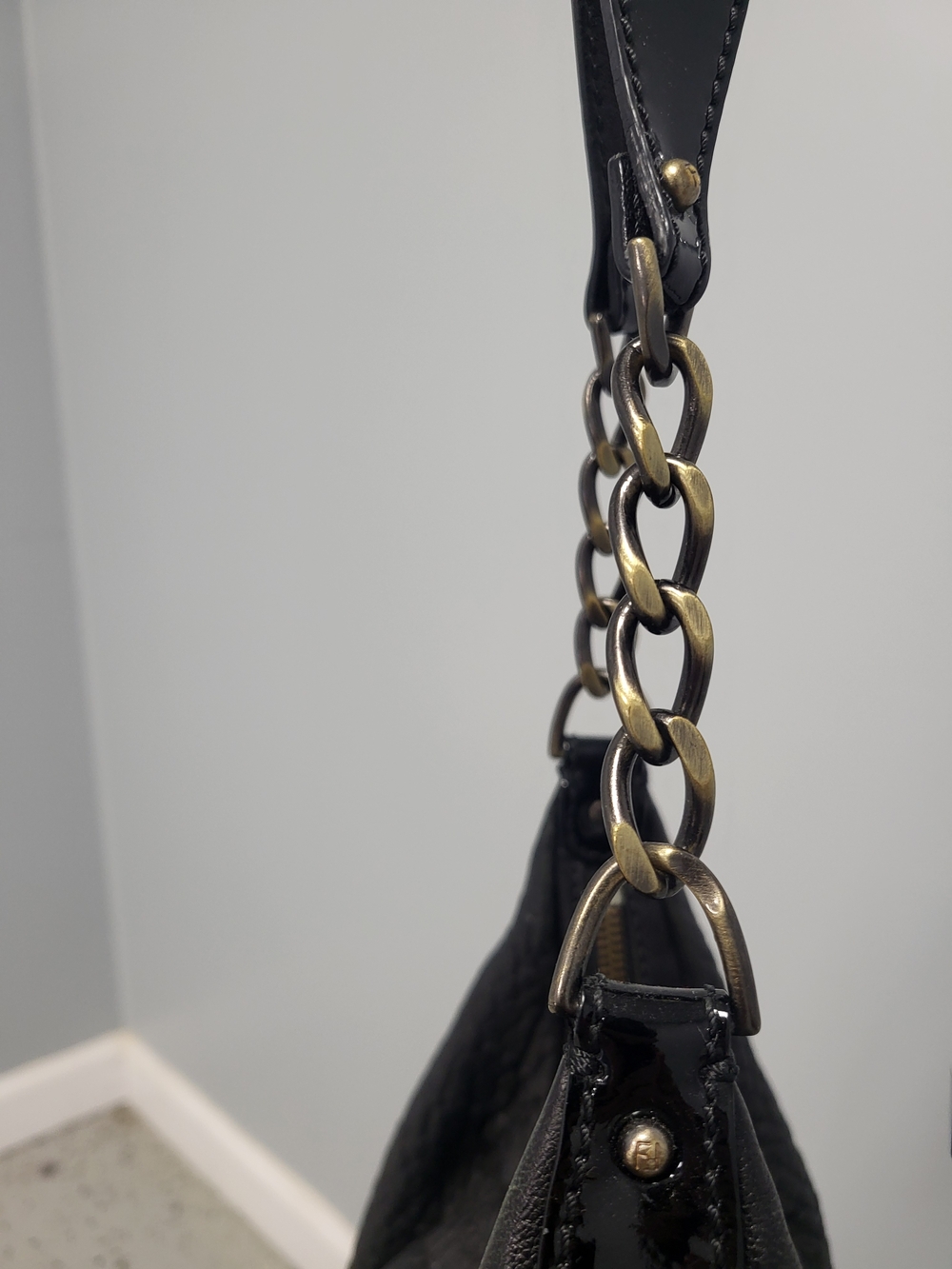 Vintage Fendi Black Leather Borsa B Hobo Shoulder Bag - Picture 4 of 14